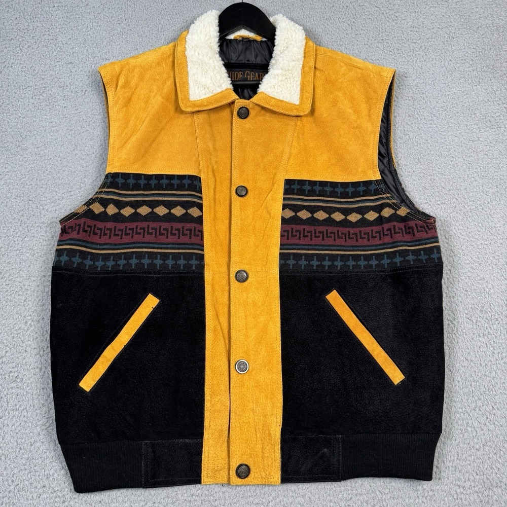 Guide Gear Vest Men Large Suede Leather Quilted Southwestern Sherpa Cowboy Ranch